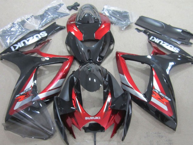 Carenagens Moto Suzuki GSXR 600 2006-2007 - Preto Brilhante Vermelho Prata