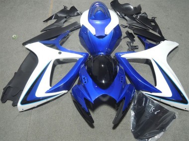Carenagens Moto Suzuki GSXR 600 2006-2007 - Branco Azul Preto Brilhante