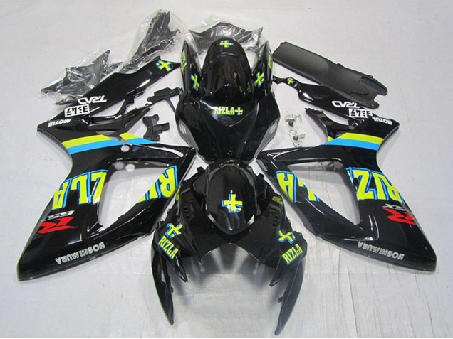 Carenagens Moto Suzuki GSXR 600 2006-2007 - Preto Brilhante Amarelo Rizla Vermelho