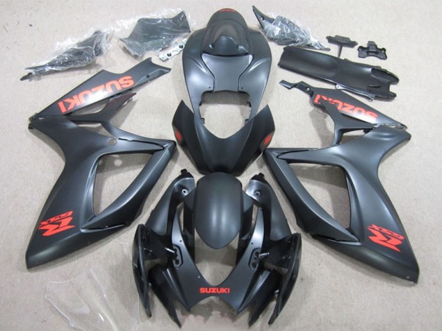 Carenagens Moto Suzuki GSXR 600 2006-2007 - Preto Fosco Vermelho Decal