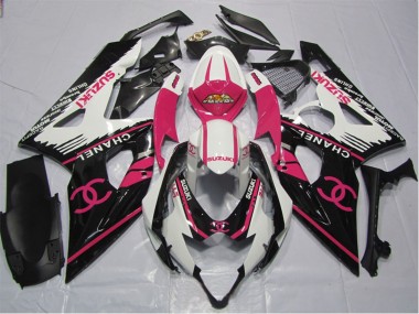Carenagens Moto Suzuki GSXR 600 2006-2007 - Branco Rosa Preto Chanel