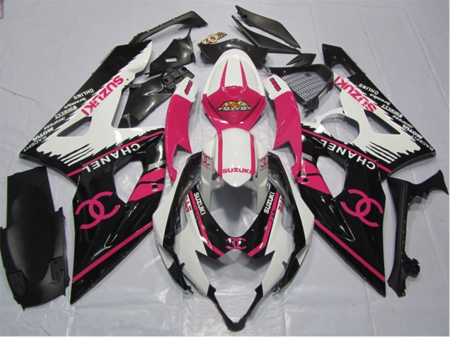 Carenagens Moto Suzuki GSXR 600 2006-2007 - Branco Rosa Preto Chanel