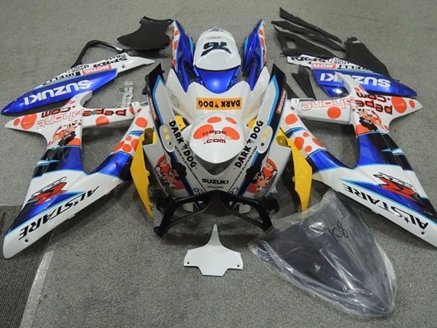 Carenagens Moto Suzuki GSXR 600 2008-2010 - Branco Azul Laranja Alstare Dark Dog