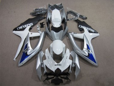 Carenagens Moto Suzuki GSXR 600 2008-2010 - Prata Branco Azul Preto