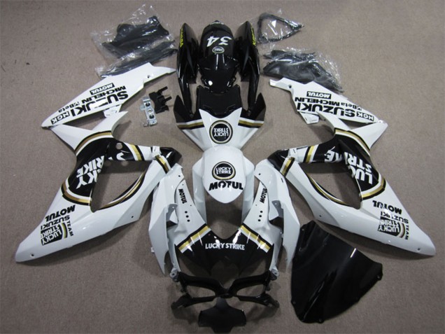 Carenagens Moto Suzuki GSXR 600 2008-2010 - Branco Preto Motul Lucky Strike
