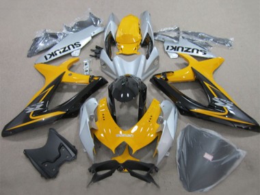 Carenagens Moto Suzuki GSXR 600 2008-2010 - Amarelo Prata Preto Brilhante