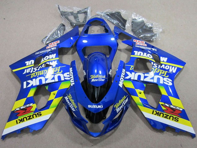 Carenagens Moto Suzuki GSXR 750 2004-2005 - Azul Amarelo Néon Telefumica MoviStar Motul