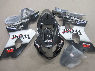 Carenagens Moto Suzuki GSXR 750 2004-2005 - Preto Brilhante Branco West Mobil