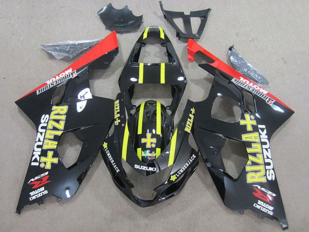 Carenagens Moto Suzuki GSXR 750 2004-2005 - Preto Vermelho Amarelo Rizla