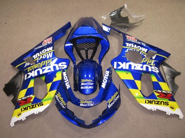 Carenagens Moto Suzuki GSXR 1000 2000-2002 - Azul Amarelo Branco Telefumica MoviStar