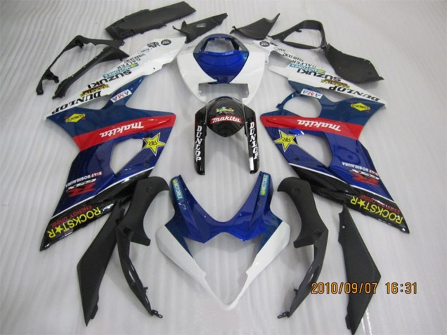 Carenagens Moto Suzuki GSXR 1000 2005-2006 - Azul Branco Vermelho Preto Rockstar