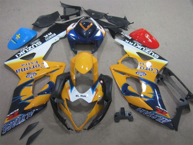 Carenagens Moto Suzuki GSXR 1000 2005-2006 - Branco Amarelo Azul Preto Corona Extra Alstare