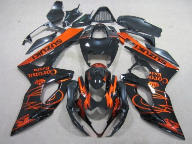 Carenagens Moto Suzuki GSXR 1000 2005-2006 - Preto Brilhante Laranja Corona Extra