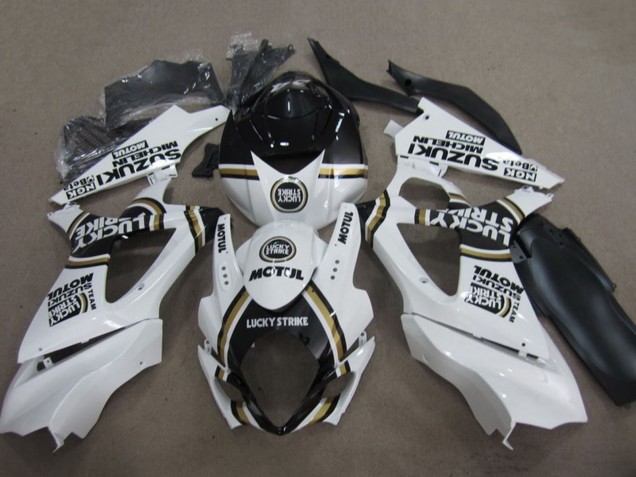 Carenagem Moto Suzuki GSXR 1000 2007-2008 - Branco Preto Lucky Strike Motul