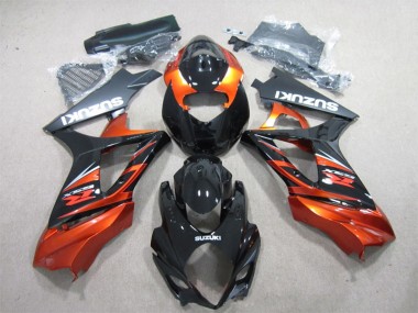Carenagem Moto Suzuki GSXR 1000 2007-2008 - Preto Brilhante Laranja