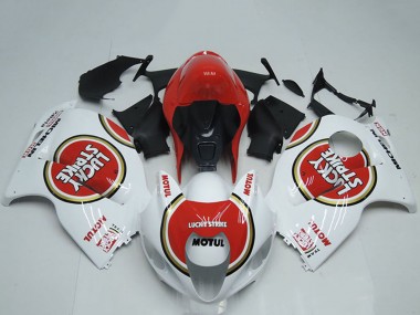 Carenagens Moto Suzuki GSXR 1300 Hayabusa 1996-2007 - Branco Vermelho Lucky Strike Motul