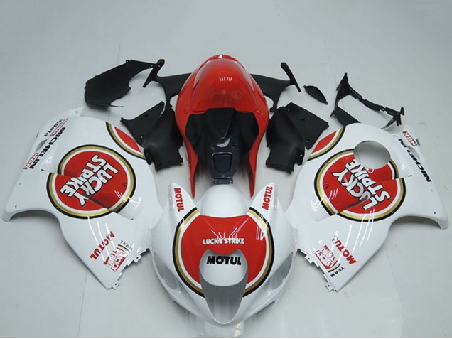 Carenagens Moto Suzuki GSXR 1300 Hayabusa 1996-2007 - Branco Vermelho Lucky Strike Motul
