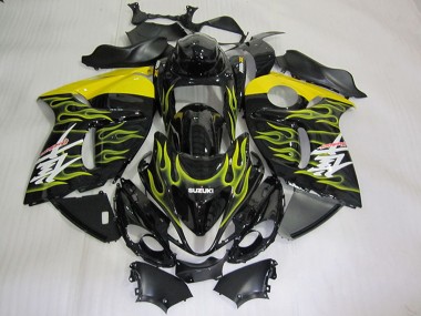 Carenagens Moto Suzuki GSXR 1300 Hayabusa 2008-2020 - Preto Brilhante Amarelo Chama