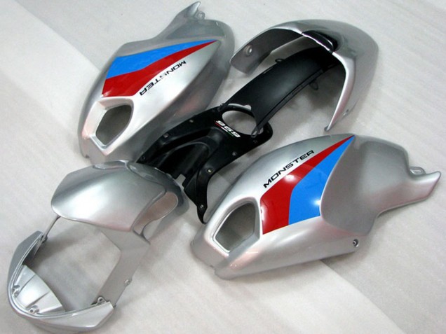 Carenagens Moto Ducati Monster 696 2008-2012 - Prata Azul Vermelho