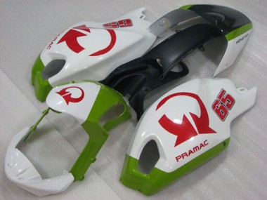 Carenagens Moto Ducati Monster 696 2008-2012 - Branco Verde Vermelho Pramac 65
