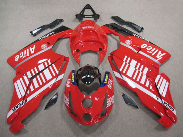 Carenagens Moto Ducati 749 999 2005-2006 - Vermelho Branco Preto Brilhante Alice Sandisk