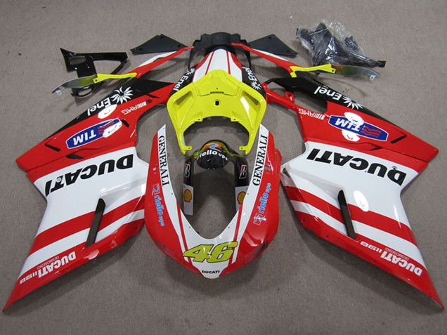 Carenagens Moto Ducati 1198 2007-2014 - Branco Amarelo Vermelho Generali 46