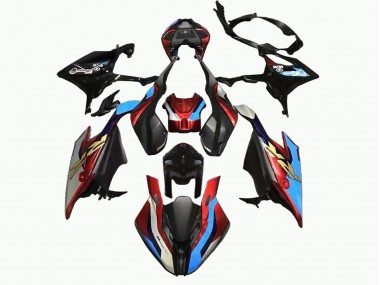 Carenagem Moto BMW S1000RR 2019-2022 - Preto Azul Vermelho Ouro Estilo de Corrida