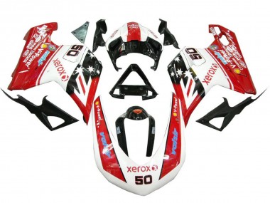 Carenagens Moto Ducati 848 1098 1198 2007-2014 - Branco Vermelho Preto Brilhante Valsir Xerox 50