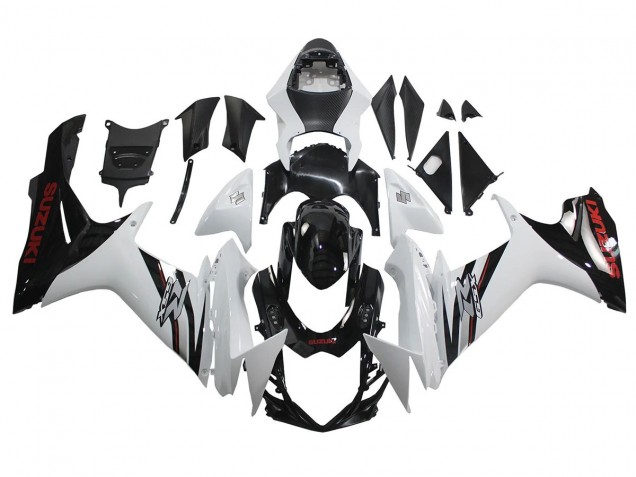 Carenagens Moto Suzuki GSXR 600/750 2011-2024 - Branco Preto Brilhante