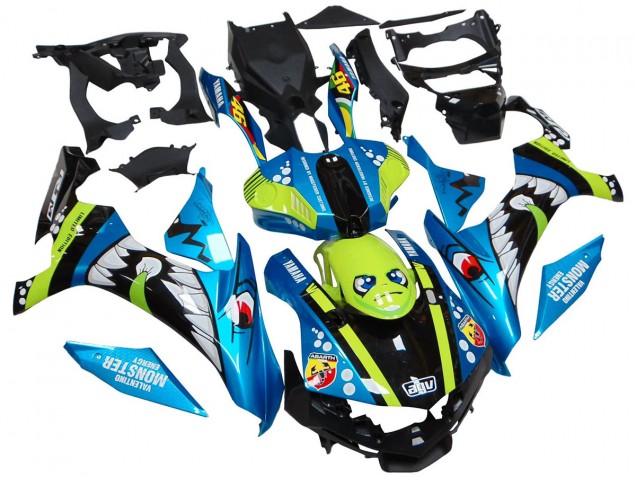 Carenagens Moto Yamaha YZF R1 2015-2019 - Azul Verde Preto Tubarão