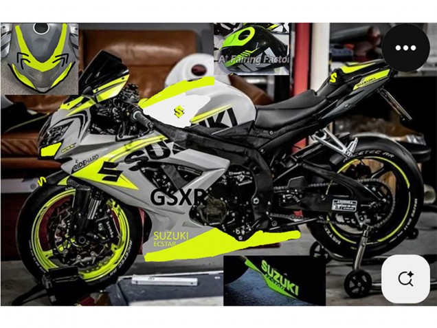 Carenagens Moto Suzuki GSXR 750 2004-2005 - Cinzento Lemon Verde Preto