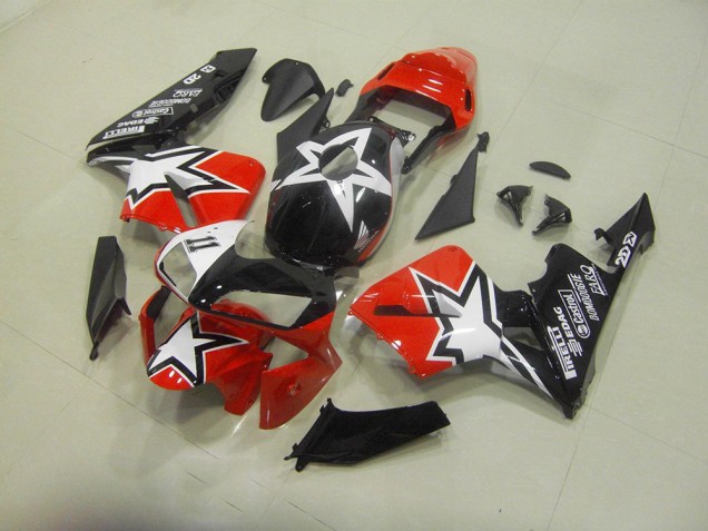 Plástico Honda CBR 600RR 2003-2004 - Preto Vermelho Plástico Honda CBR 600RR 2003-2004 - Preto Vermelho