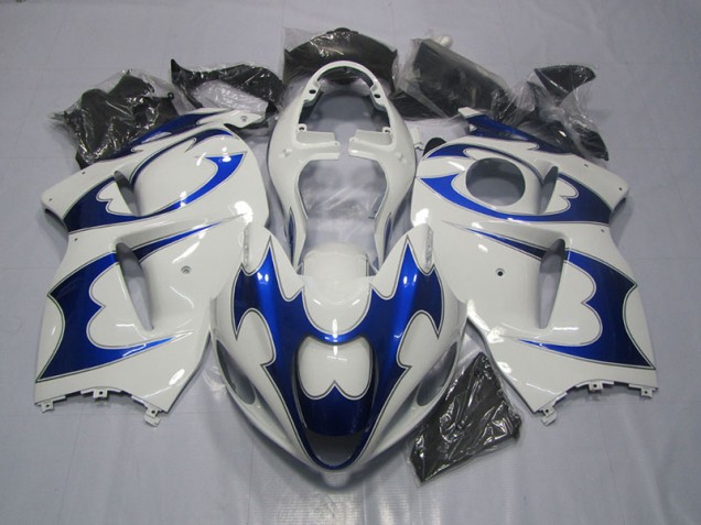 Plástico Suzuki GSXR 1300 Hayabusa 1996-2007 - Branco Azul Plástico Suzuki GSXR 1300 Hayabusa 1996-2007 - Branco Azul