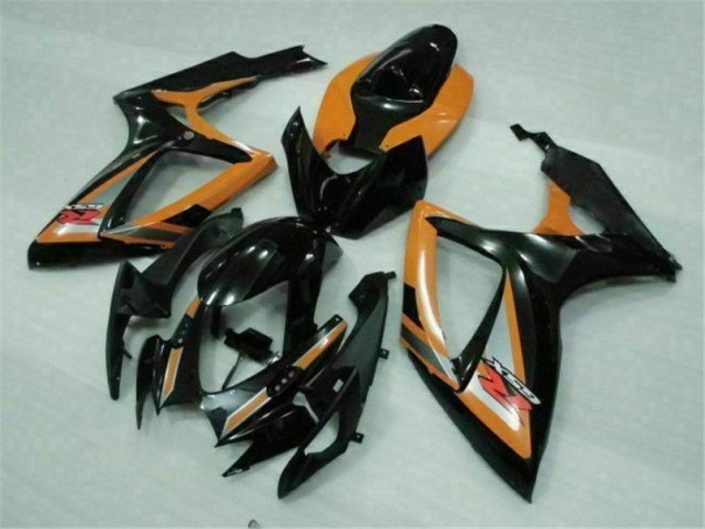 Plástico Suzuki GSXR 600 / 750 K6 2006-2007 - Preto Laranja Plástico Suzuki GSXR 600 / 750 K6 2006-2007 - Preto Laranja