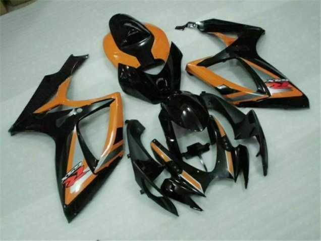 Plástico Suzuki GSXR 600 / 750 K6 2006-2007 - Preto Laranja Plástico Suzuki GSXR 600 / 750 K6 2006-2007 - Preto Laranja
