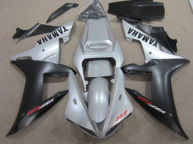 Plástico Yamaha R1 2002-2003 - Prata Preto Plástico Yamaha R1 2002-2003 - Prata Preto