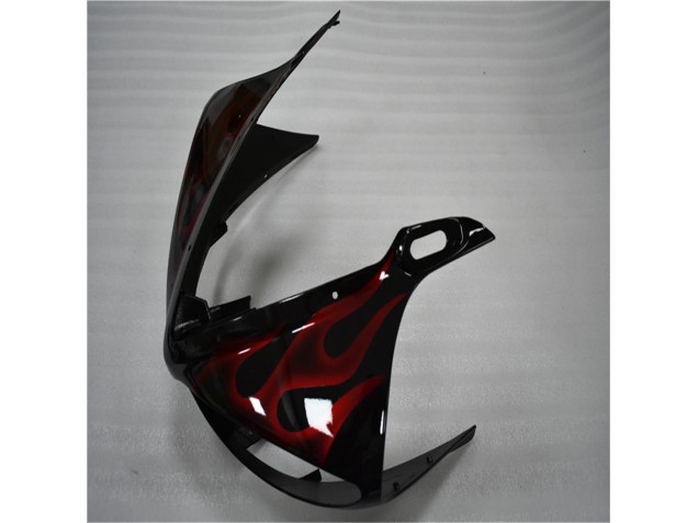 Plástico Yamaha R6 2003-2005 - Preto Vermelho Chama Plástico Yamaha R6 2003-2005 - Preto Vermelho Chama