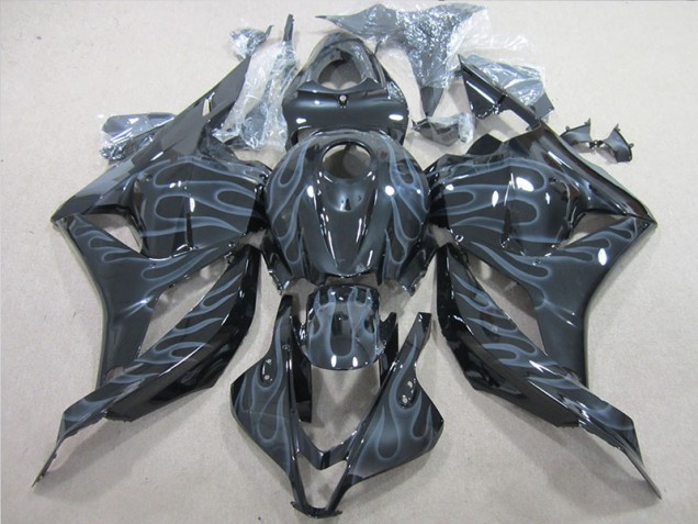 Plásticos Honda CBR 600RR 2009-2012 - Preto Prata Chama Plásticos Honda CBR 600RR 2009-2012 - Preto Prata Chama